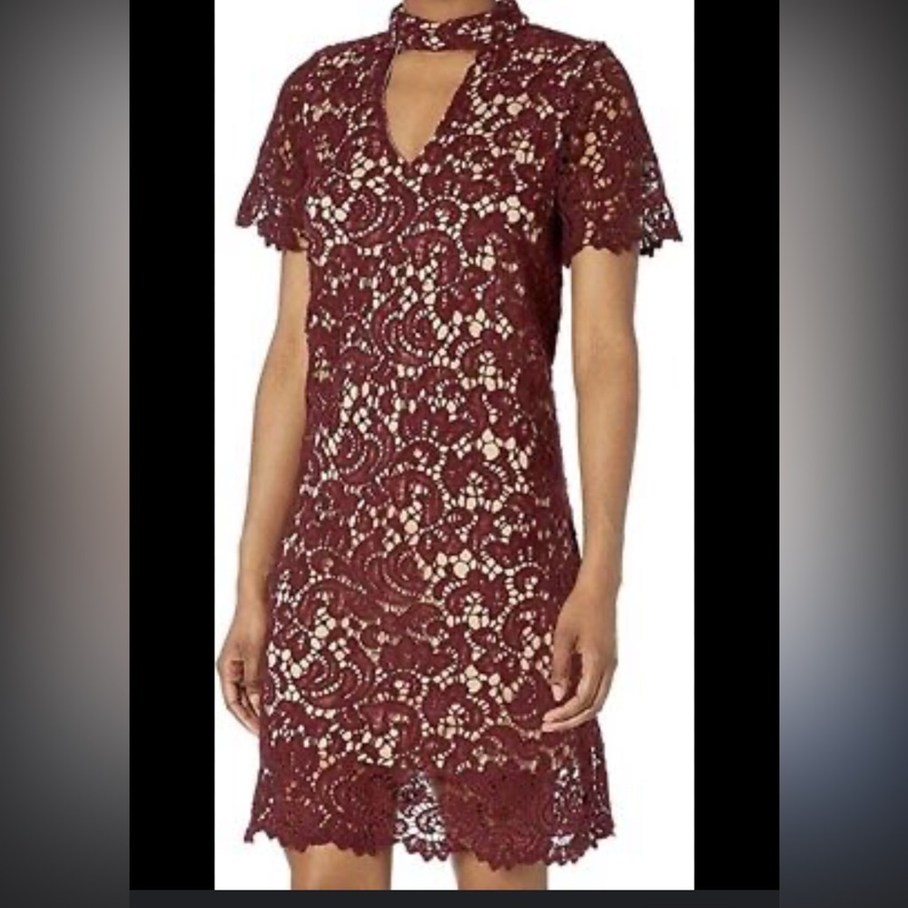 8/$20 Blu Pepper dress Junior's Haltered Neck LACE Burgundy Size Medium nwt